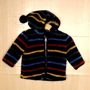 Hanna Anderson Infant Boys Plush Hooded Full Zip Fleece Jacket 3-6